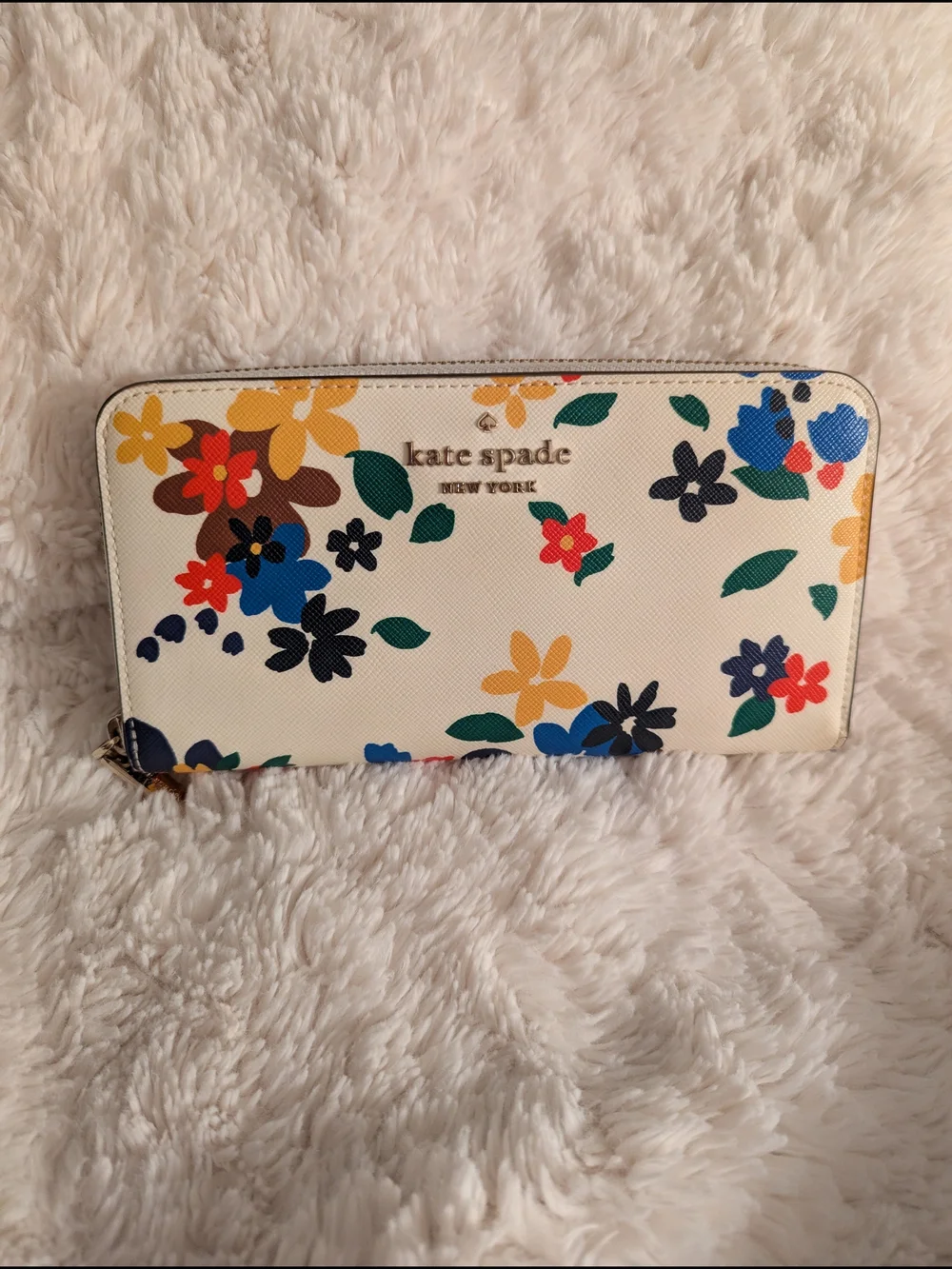 Kate Spade Floral Zip-Around Wallet - White Multi